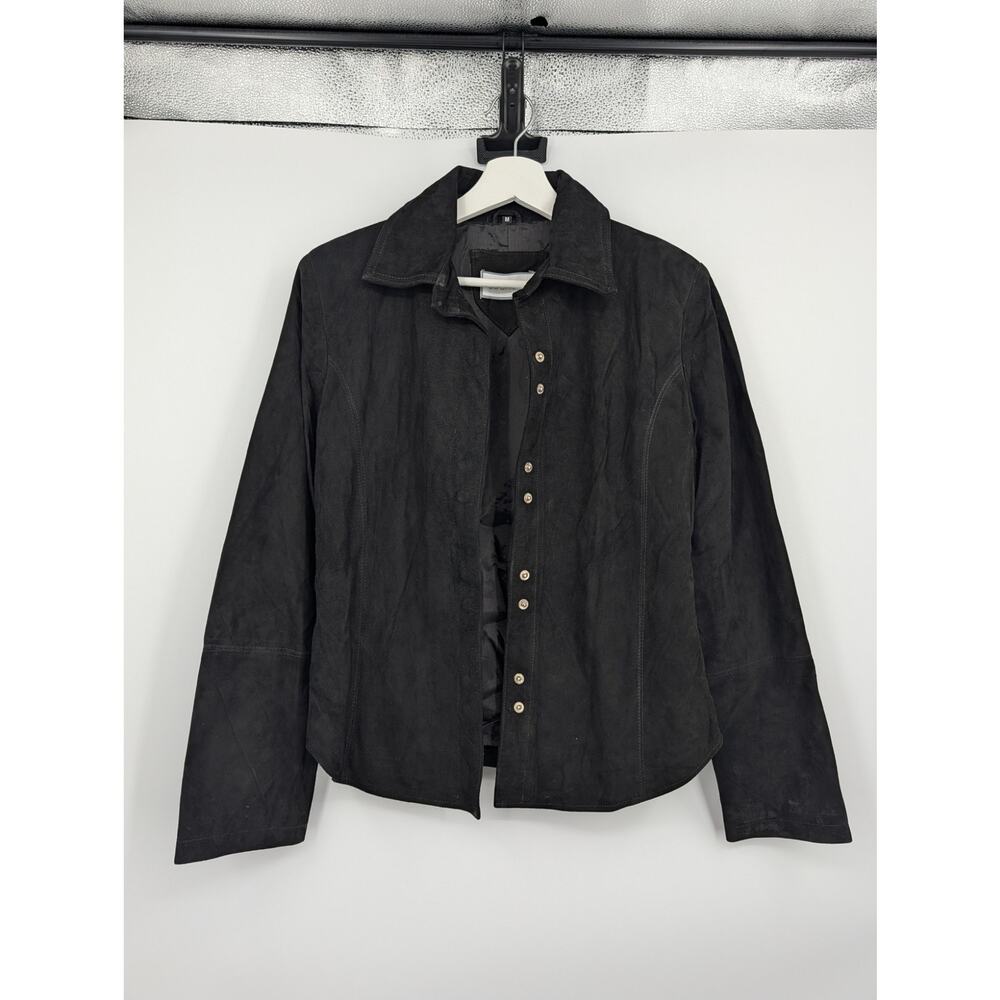 Toskana Genuine Lamb Leather Snap Shirt Jacket Black Women's Medium Rodeo Biker